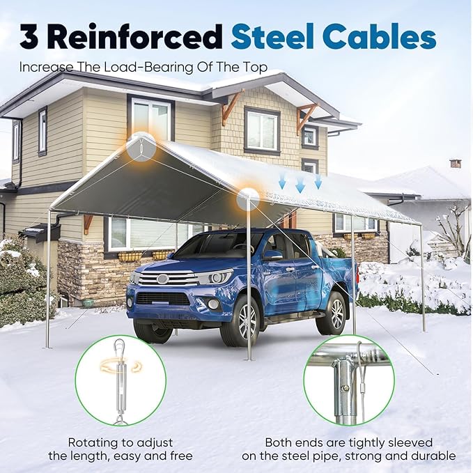 Quictent 10x20 ft Heavy Duty Car Canopy Galvanized Frame Carport Outdoor Party - Image 3