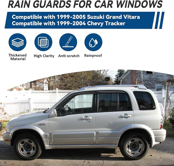 4pcs Front+Rear Smoke Tint Sun/Rain Guard Outside Mount Tape-On Vent Window - Image 2