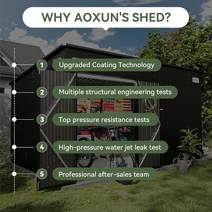 Aoxun 7' x 4' Shed 140 CU.FT Outdoor Waterproof Storage Shed - Image 8