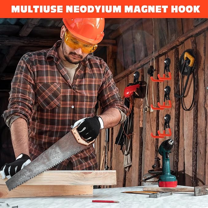 Landhoow 18 Pcs Large Magnetic Hooks Heavy Duty Garage Magnet Hooks Strong - Image 6