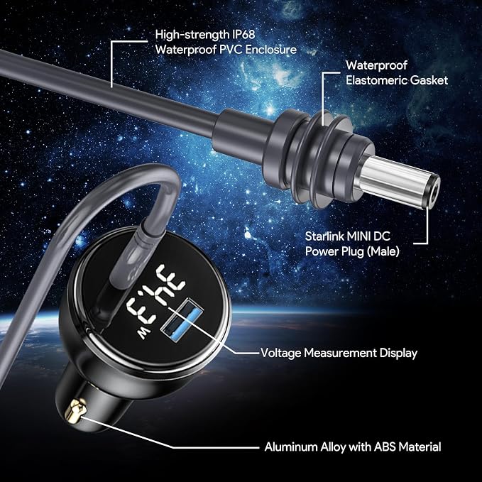 QUIDDITY Starlink Mini Car Adapter DC Power Cable + Cigarette Lighter Adapter - Image 4