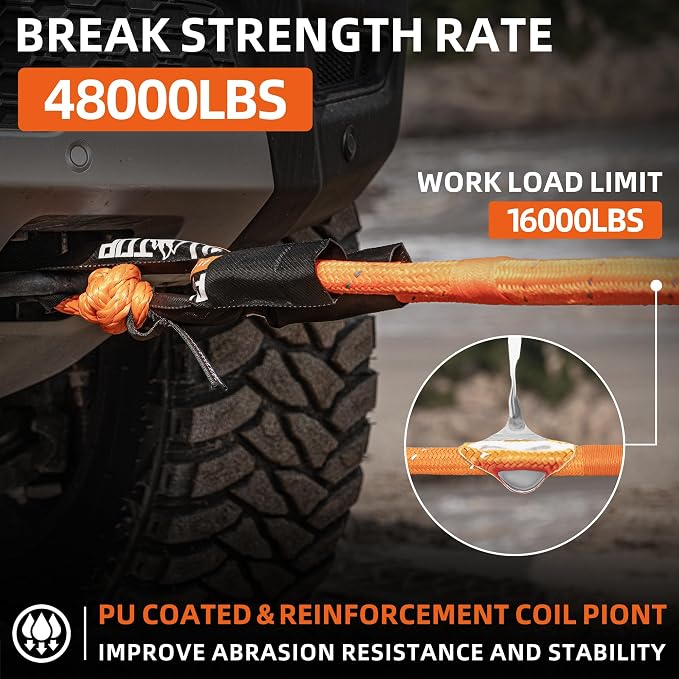 ALL-TOP Kinetic Recovery Rope 48000Lbs, 1in x 30ft, Heavy Duty 30+% Elasticity - Image 3