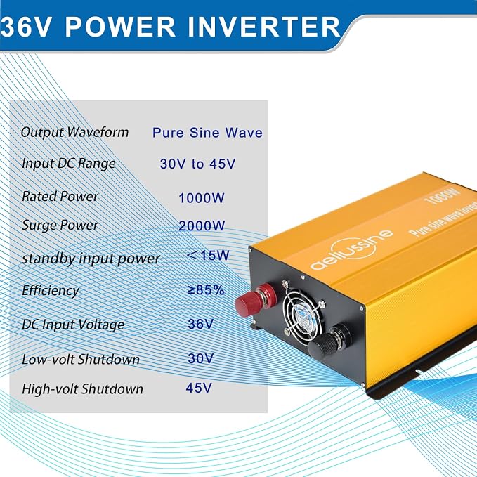 1000W Pure Sine Wave Inverter-36V DC to 110V 120V AC Power Converter - Image 4