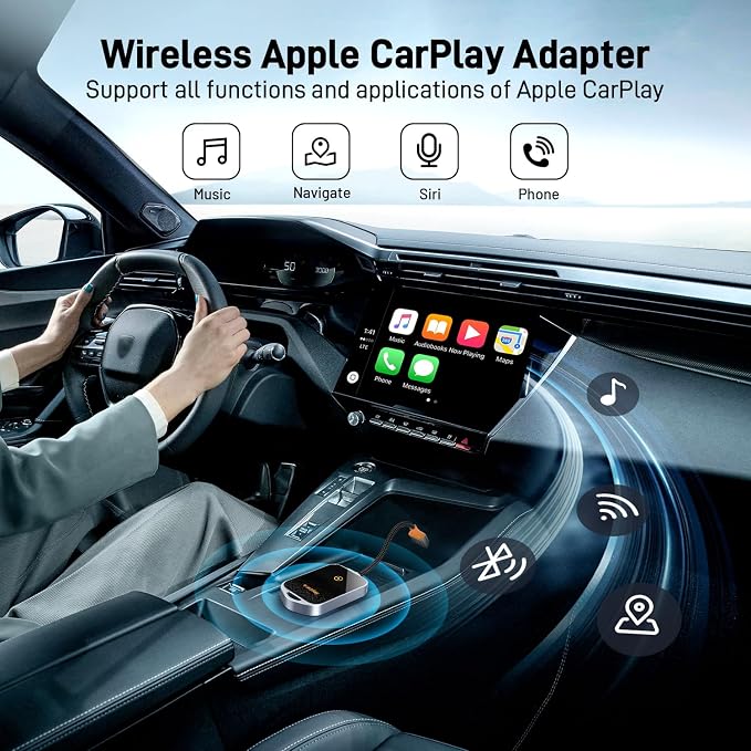 Wireless CarPlay Adapter for iPhone, 5.8GHz Carplay Wireless Adapter Converts - Image 2