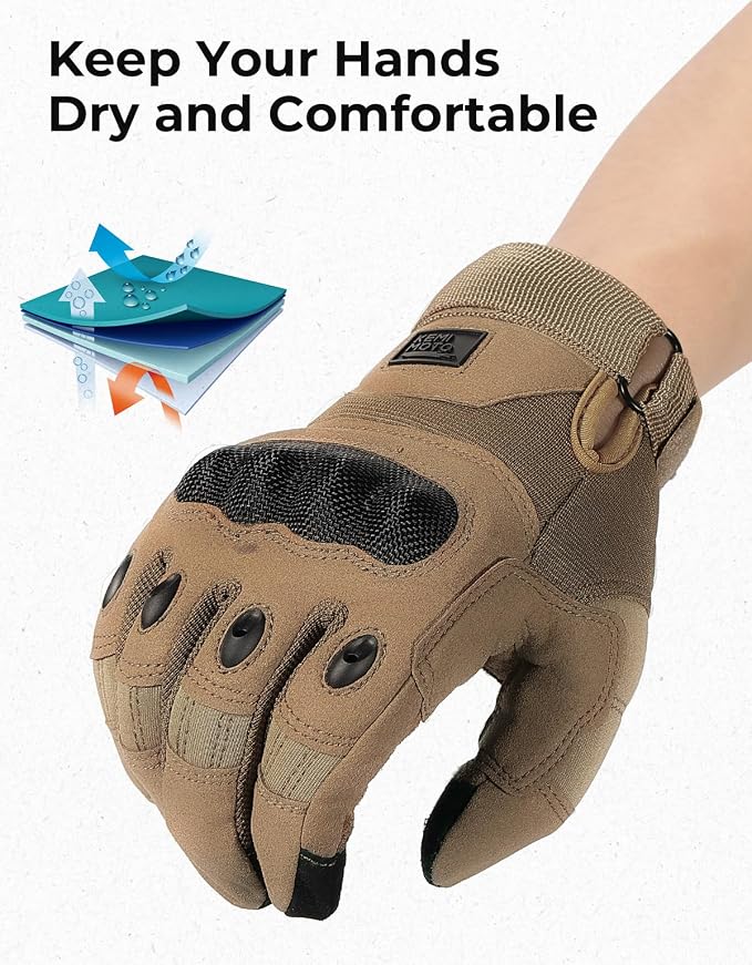 KEMIMOTO Tactical Gloves for Men, Touchscreen Motorcycle Gloves - Image 4