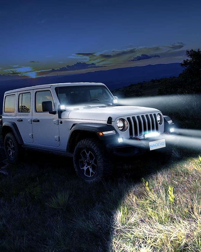NAOEVO 12 Inch LED Light Bar and 4PCS 4 Inch LED Pod Lights, 54000LM LED - Image 9