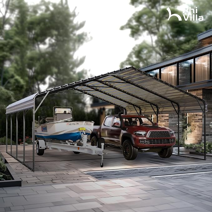 PHI VILLA 2 car Metal Carports 20 x 20 ft Carport - Image 2
