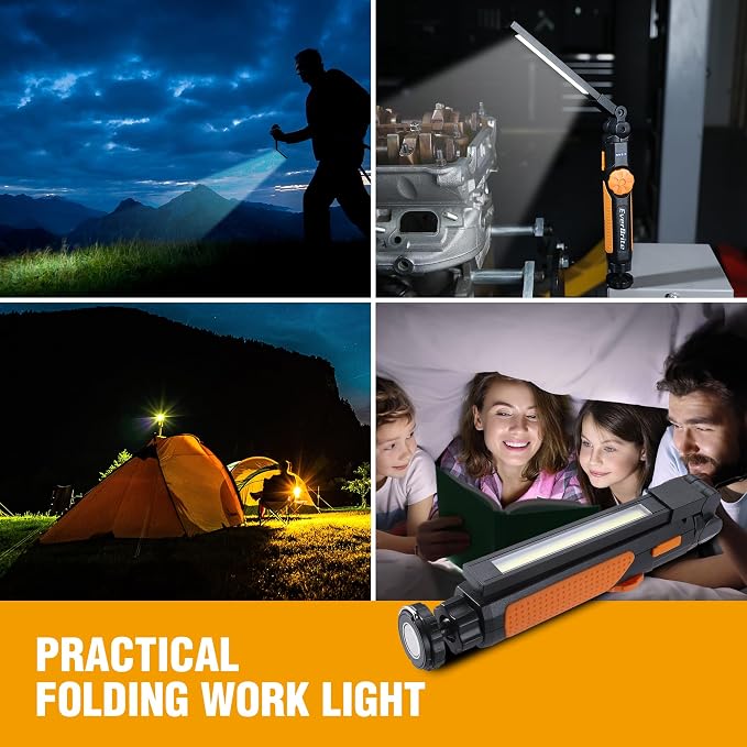 EverBrite LED Rechargeable Work Light, 800LM COB Foldable Flashlight, Magnetic - Image 8