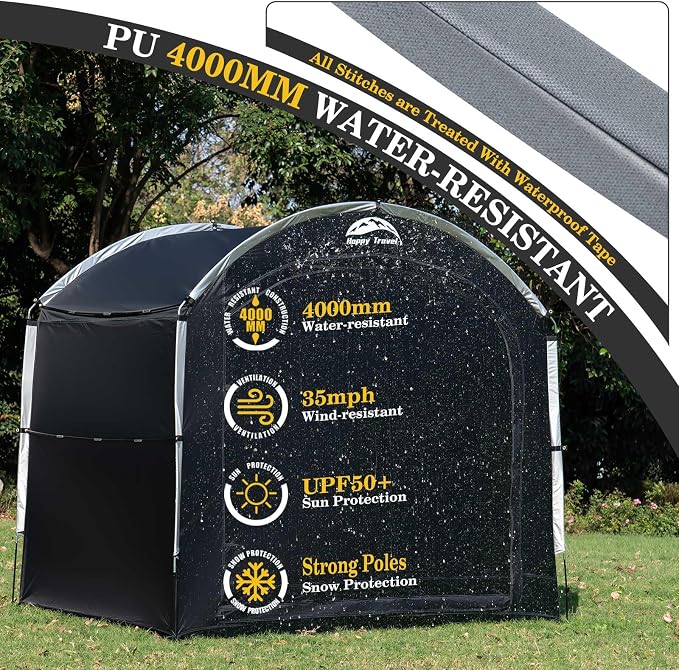 Happy Travel Bike Storage Shed Tent, Outdoor Portable Bicycle Storage Sheds - Image 6
