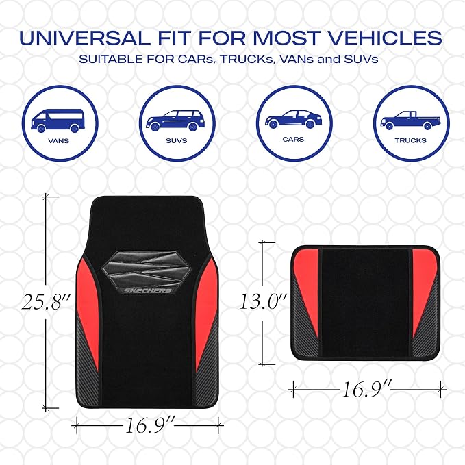 Skechers Car Floor Mats, Waterproof Universal Fit Car Mats, Faux Leather Car - Image 6