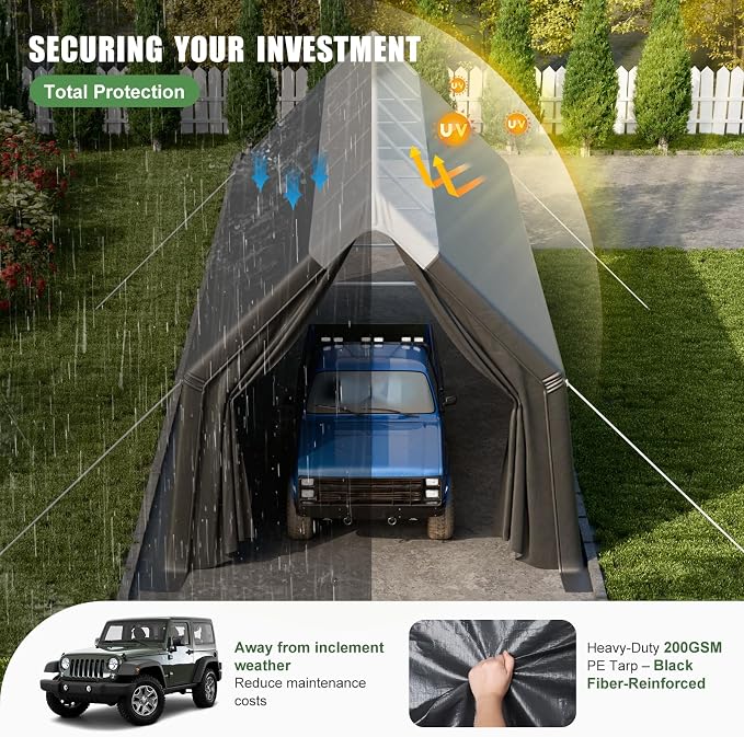 Skyview Portable Garage, 13x24 FT Heavy Duty Carport Canopy - Image 4