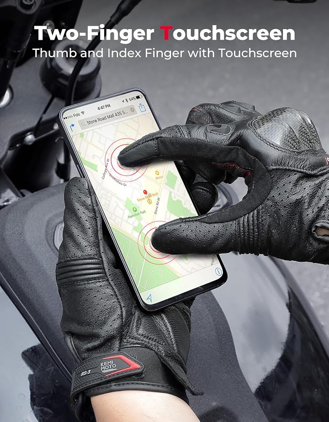 KEMIMOTO Sheepskin Leather Motorcycle Gloves - Image 2