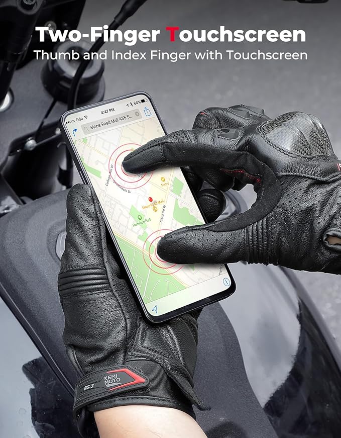 KEMIMOTO Sheepskin Leather Motorcycle Gloves - Image 2