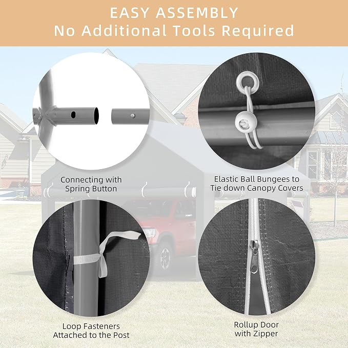 JY QAQA Carport, 12x20 FT Heavy Duty Carport - Image 4