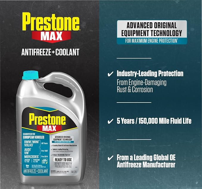 Prestone MAX Euro Blue 50/50 Antifreeze Automotive Coolant, Pack of One - Image 3