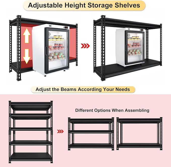 40" W Garage Shelving Heavy Duty, 2200 Lbs Loads Garage Storage Shelves Heavy - Image 5