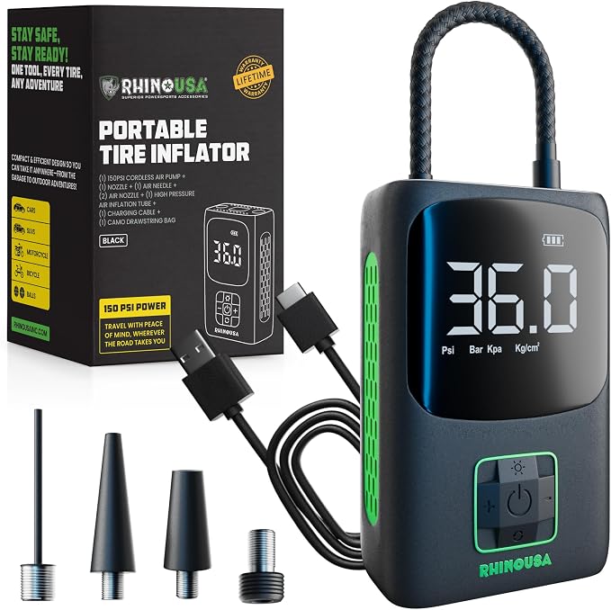 Rhino USA Tire Inflator Portable Air Compressor Upgraded Air Pump by RhinoUSAInc