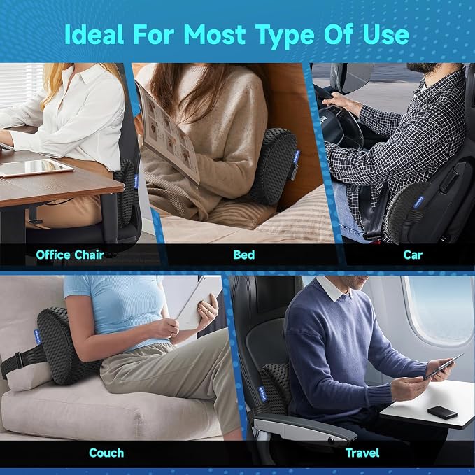 Lumbar Support Pillow for Office Chair Car Back Support Pillow, Memory Foam - Image 6