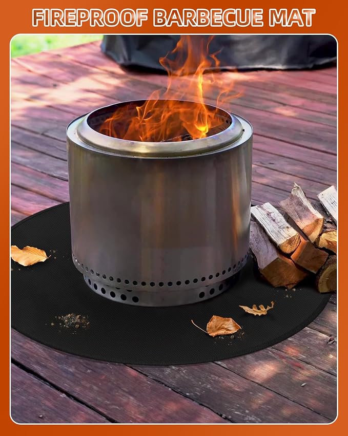 Round BBQ Grill Mat, 40 inches Double-Sided Fireproof Pad Waterproof Deck - Image 3