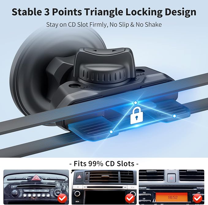 PROfezzion CD Slot & Vent Clip Combo Magnetic Phone Holder Compatible - Image 5