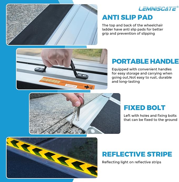 LEMNISCATE Portable Wheelchair Ramp, 7FT Ramps - Image 4