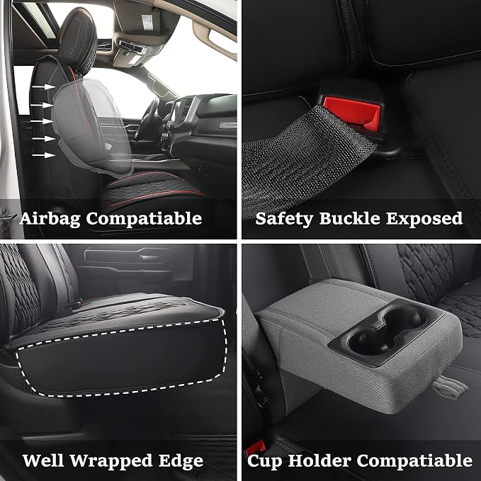 JOJOBAY Car Seat Covers for Dodge Ram Full Set, Fit Ram 2009-2025 - Image 4