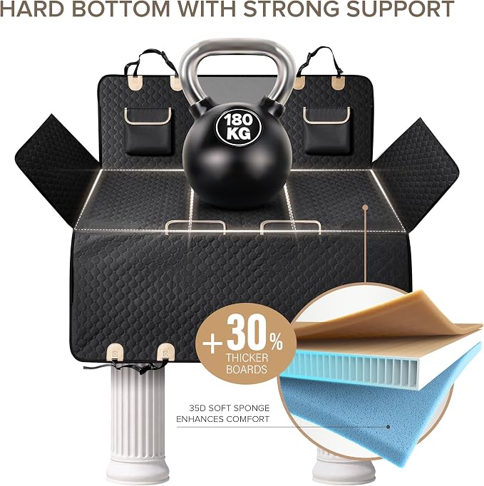 XL Truck Back Seat Extender for Dogs, Hard Bottom Dog Car Seat Cover for Back - Image 3