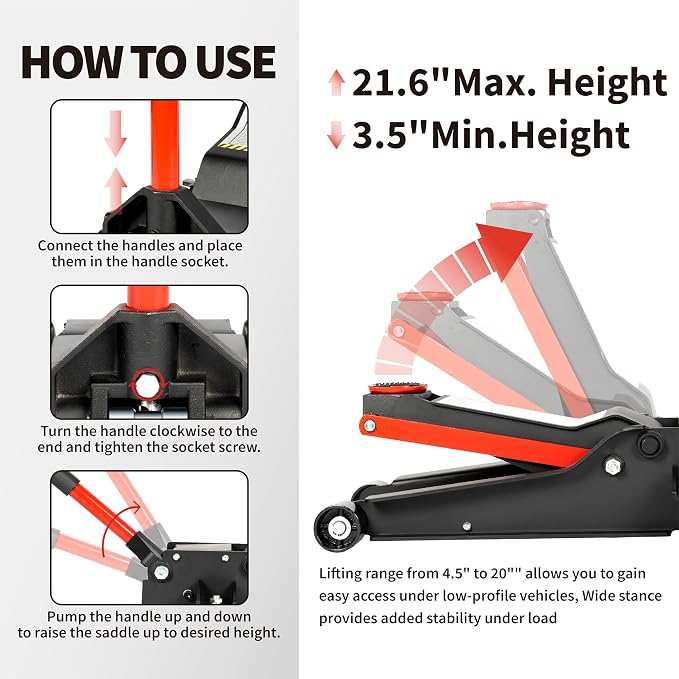 5-Ton Low Profile Hydraulic Super Heavy-Duty Steel Floor Jack - Image 3