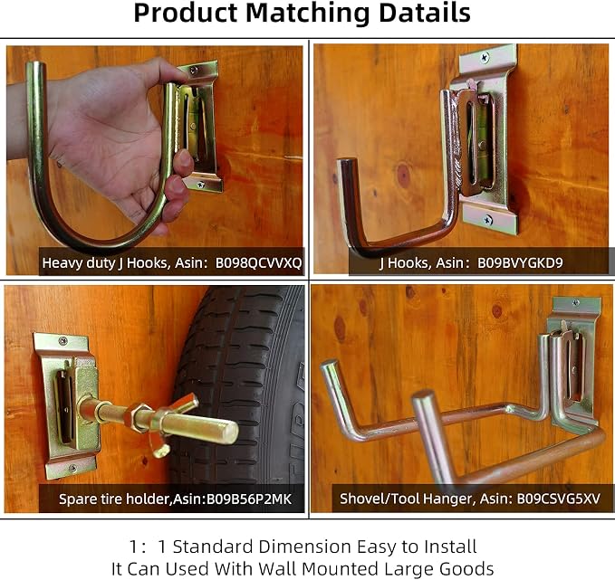 4PCS Heavy Duty E Track J Hooks，Large Steel 5" J Hook E Track Accessories - Image 8