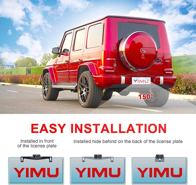 YIMU Backup Camera System with License Plate Backup Reverse Camera, Easy - Image 3