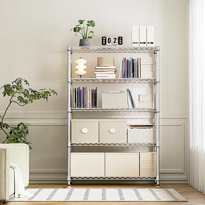 IZEUK 5-Tier Heavy Duty Metal Storage Shelving Unit, Adjustable Steel Wire Rack - Image 6