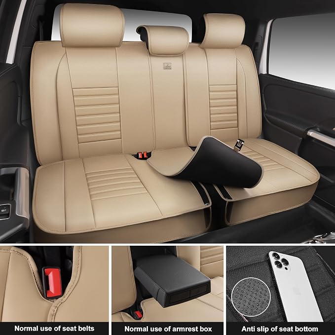 CAR PASS Nappa Leather Car Seat Covers Full Set, Luxury Seat Protector - Image 7