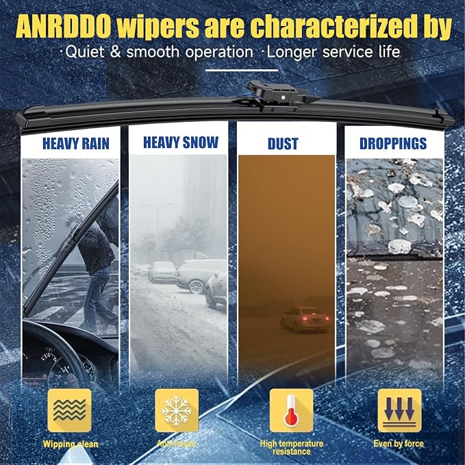 2 wipers Replacement for Volvo V70 XC70 2005-2007 XC90 2005-2014 S80 2004-2006 - Image 3