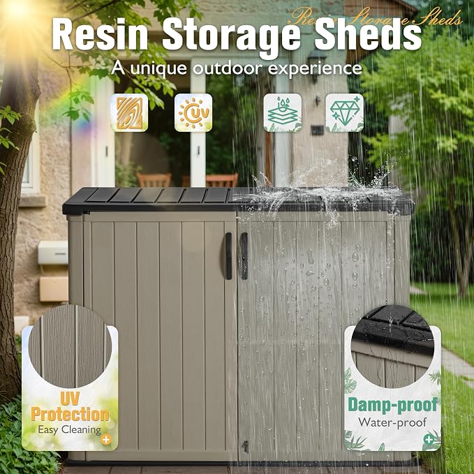 Greesum Outdoor Horizontal Storage Sheds 27 Cu.ft Resin Large Storaged Box - Image 7