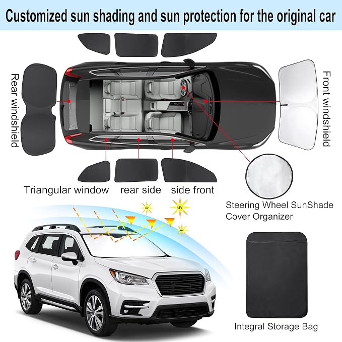 TINGLU Window Shades for Subaru Ascent 2019-2024 2025 Accessories Car Side Full - Image 3