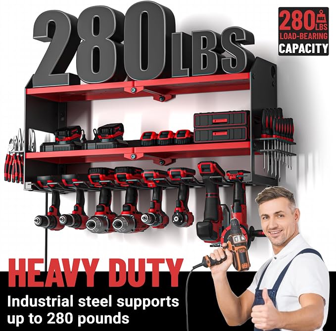 YYR Power Tool Organizer Wall Mount, Cordless Drill and Battery Holder - Image 4