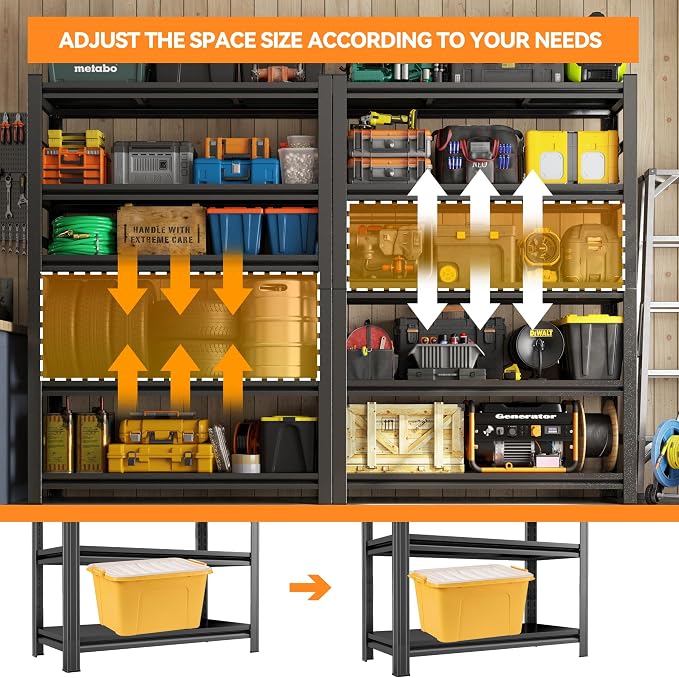 63"H Garage Shelving Heavy Duty Rack, 2400 LBS Extra Large Capacity 4 Tier - Image 3