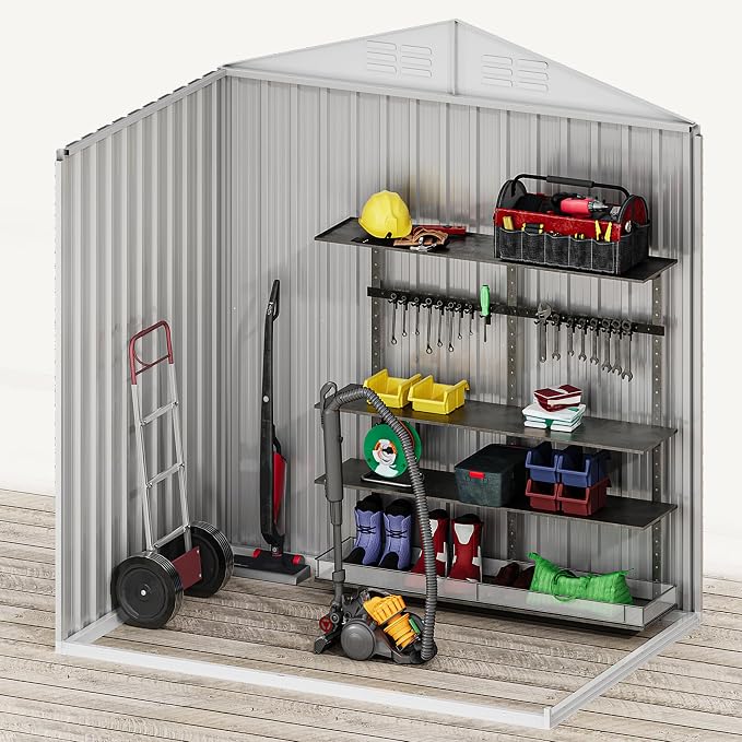 DWVO 6x4ft Storage Shed for Outdoors, Metal Sturdy Weatherproof Tool Locker - Image 5