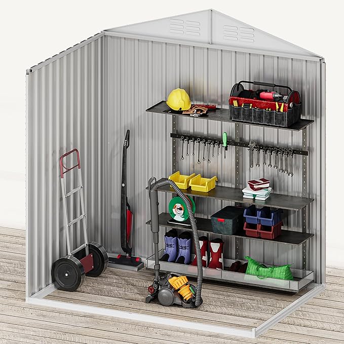 DWVO 6x4ft Metal Outdoor Storage Shed, Waterproof Tool Shed Heavy-Duty Storage - Image 8
