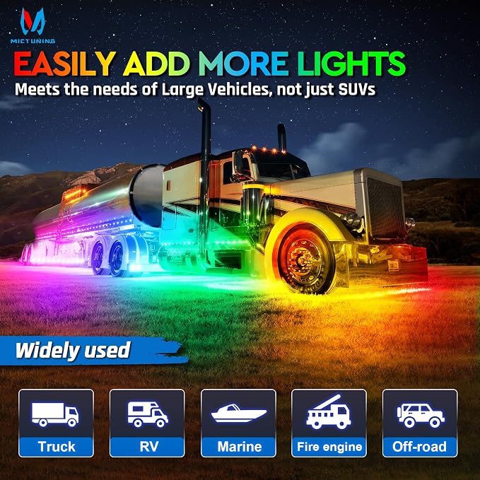 MICTUNING C2 Max RGB+IC Chasing Color LED Rock Lights - Image 4