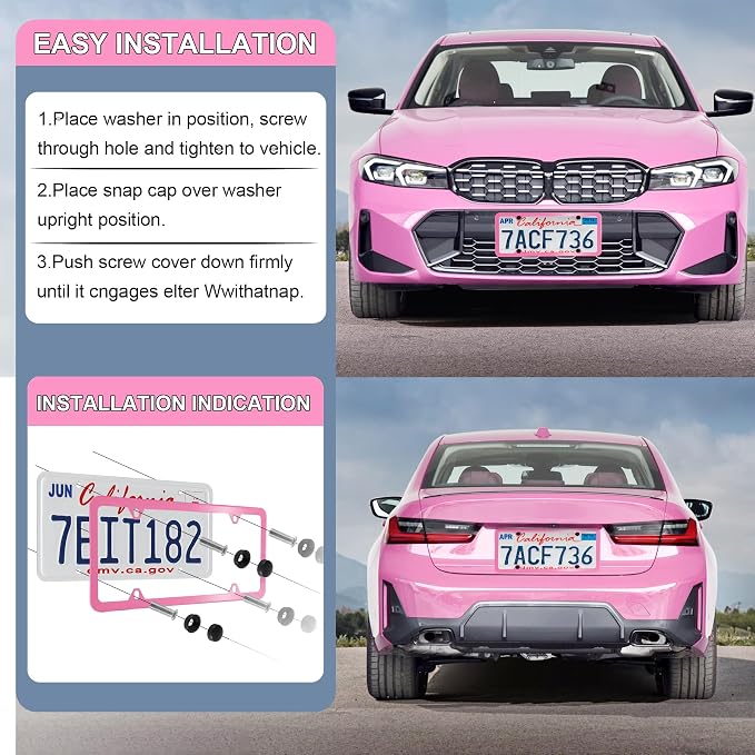 LivTee 4 Holes Stainless Steel License Plate Frames, Automotive Exterior - Image 5