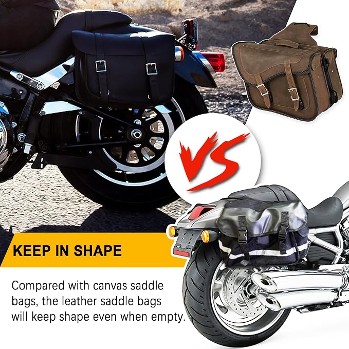 Dream Apparel Naked Cowhide Leather Motorcycle Saddle Bags Throw Over Saddlebags - Image 3