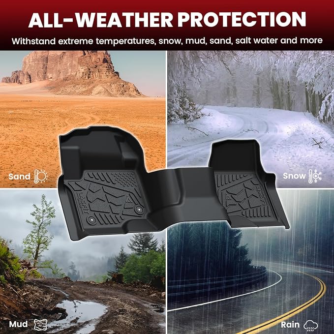 LASFIT Floor Mats for Ford F250 F350 F450 2017-2025 Crew Cab Front Bench Seat | - Image 7