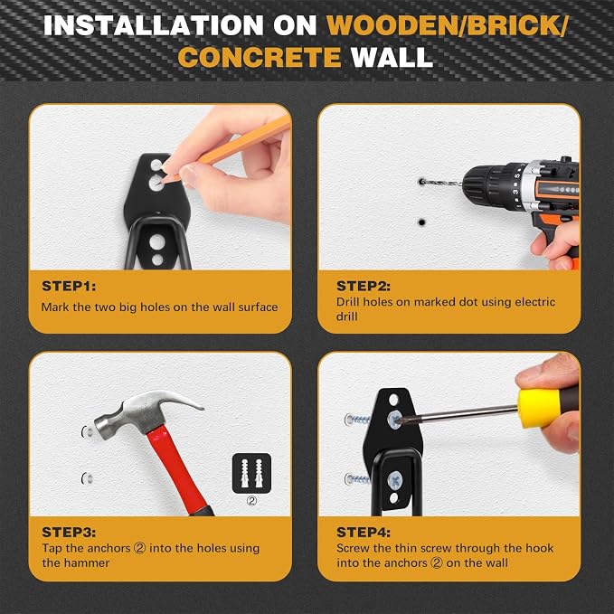 Steel Garage Storage Hooks, Heavy Duty Wall Mount Hooks - Image 4