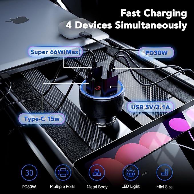 USB C Car Charger, Car Accessories - Image 2