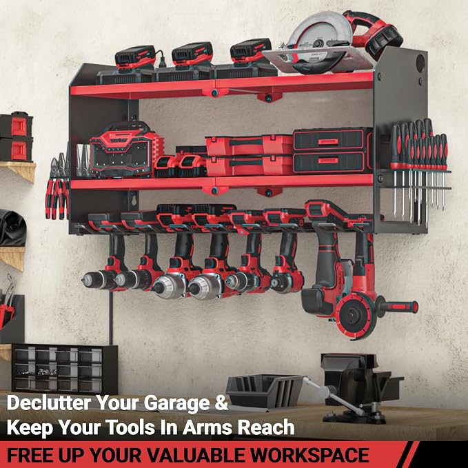 YYR Power Tool Organizer with Charging Station Wall Mount, Cordless Drill and - Image 3