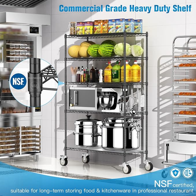 Wire Shelving with Wheels, 3000 Lbs Storage Shelves Heavy Duty, - Image 4