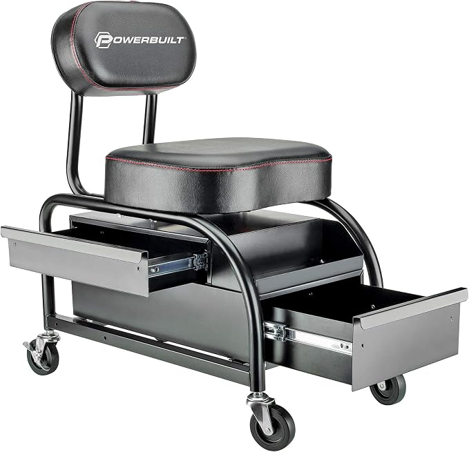 Powerbuilt Professional Car Detailers Mechanics Roller Seat, Heavy Duty Garage - Image 3