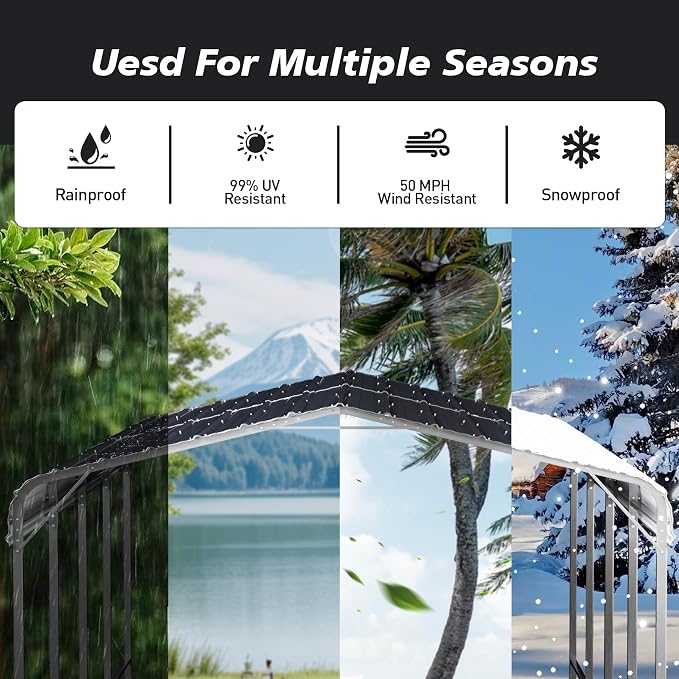 HOMPUS 10x20 FT Metal Carport, Enhanced Base Oversized Garage Carports - Image 4