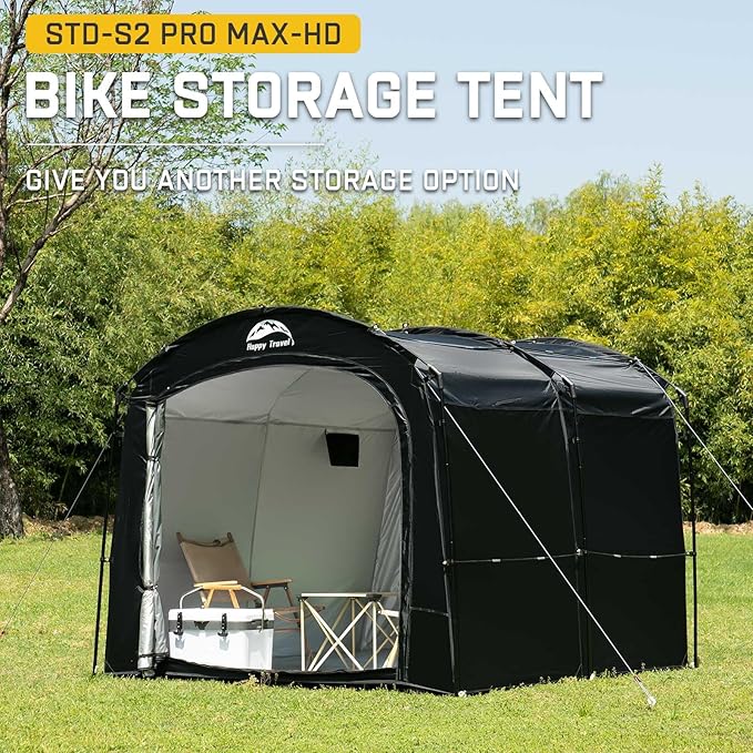 Happy Travel Bike Storage Tent, Outdoor 8×7×6.3ft Large 2-in-1 Portable Shed - Image 5